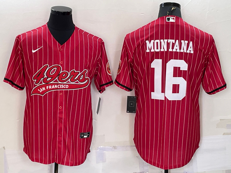 Men's San Francisco 49ers Joe Montana #16 Red Jersey Joint Edition Men's San Francisco 49ers Joe Montana #16 Red Jersey Joint Edition